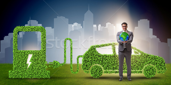 Elektro-Auto grünen Umwelt Karte Technologie Geschäftsmann Stock foto © Elnur