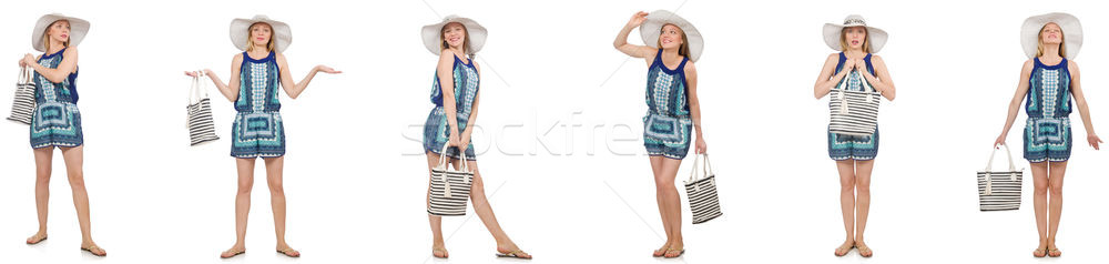 Collage donna Panama Hat isolato bianco Foto d'archivio © Elnur