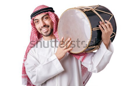 Man with swiss ball doing exercises on white Stock photo © Elnur