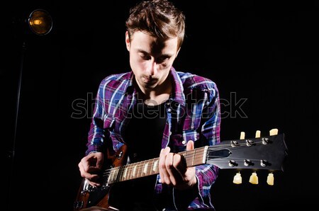 Stockfoto: Man · spelen · gitaar · concert · muziek · partij