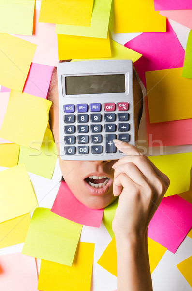 Businesswoman with lots of reminder notes Stock photo © Elnur