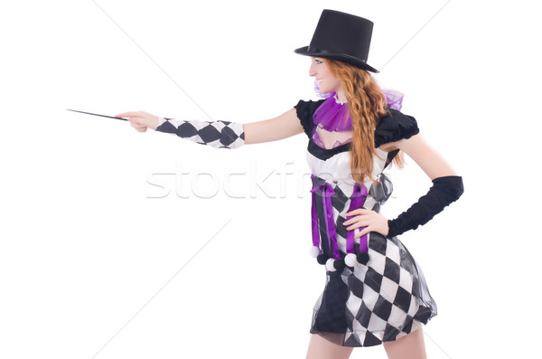 Magician woman with wand on white Stock photo © Elnur