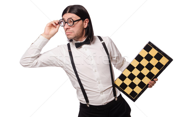 Nerd szachy gracz odizolowany biały strony Zdjęcia stock © Elnur