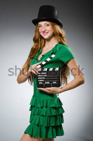 Young woman wearing green dress Stock photo © Elnur