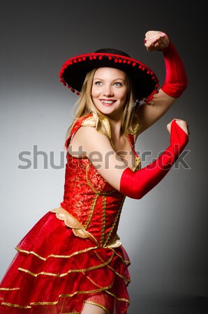 Stock photo: Woman wearing sombrero hat in funny concept