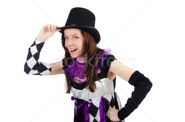 Pretty girl in jester costume isolated on white Stock photo © Elnur