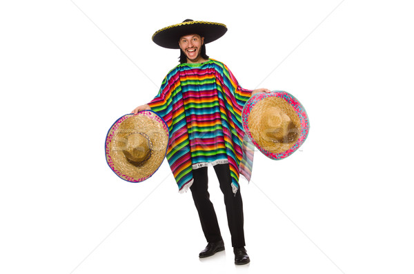 Handsome man in vivid poncho isolated on white Stock photo © Elnur