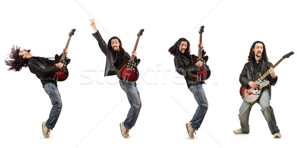 Funny Gitarrist isoliert weiß Musik Party Stock foto © Elnur