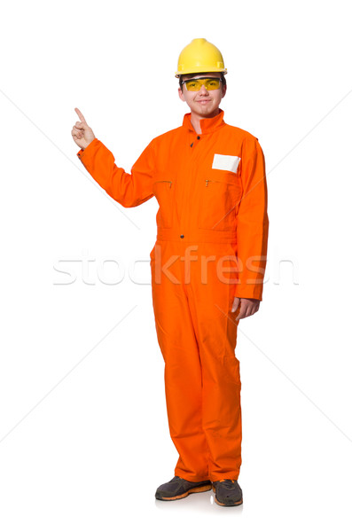 Man in orange coveralls isolated on white Stock photo © Elnur