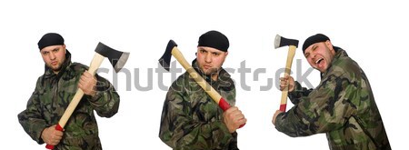 Soldier with gun isolated on the white Stock photo © Elnur