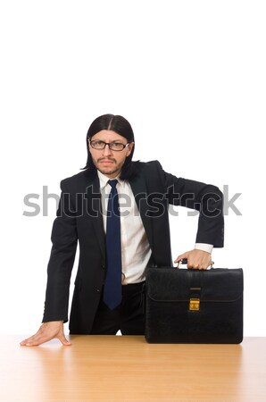 Geschäftsmann Arbeitsplatz isoliert weiß Büro Hintergrund Stock foto © Elnur