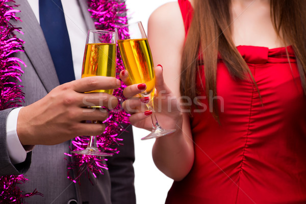 Office christmas celebration with glasses of champagne Stock photo © Elnur