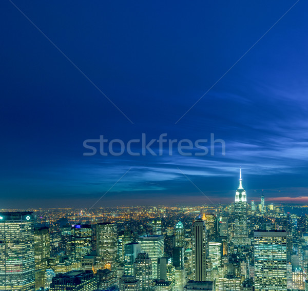 Vue nouvelle Manhattan coucher du soleil affaires ciel [[stock_photo]] © Elnur