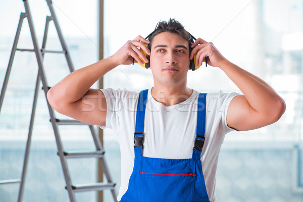 Foto stock: Trabajador · ruido · auriculares · construcción · trabajo · industria