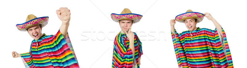 Grappig jonge Mexicaanse vals snor geïsoleerd Stockfoto © Elnur