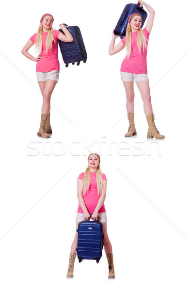 Young woman with suitcase ready for beach holiday Stock photo © Elnur