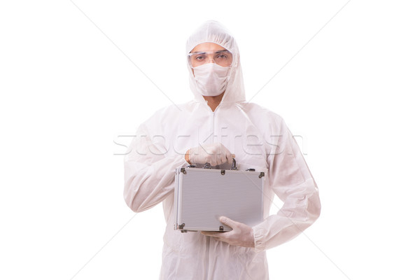 Criminologist in protective suit with steel case Stock photo © Elnur