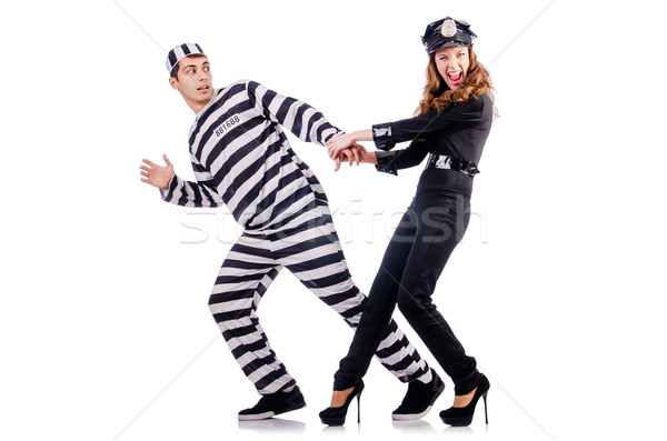 Police and prison inmate on white Stock photo © Elnur