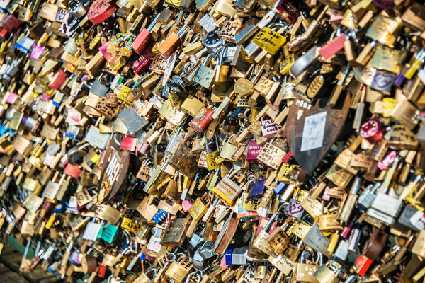 Locks of love at Paris bridge Stock photo © Elnur