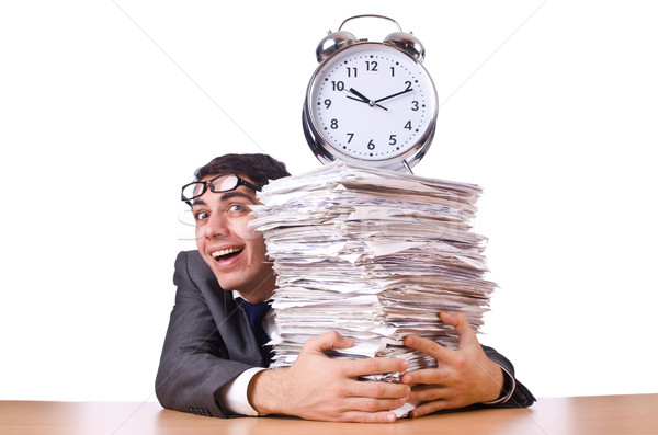 Woman businessman with giant alarm clock Stock photo © Elnur