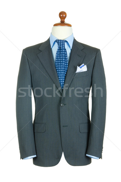 Stock photo: Male clothinh suit on stand isolated white