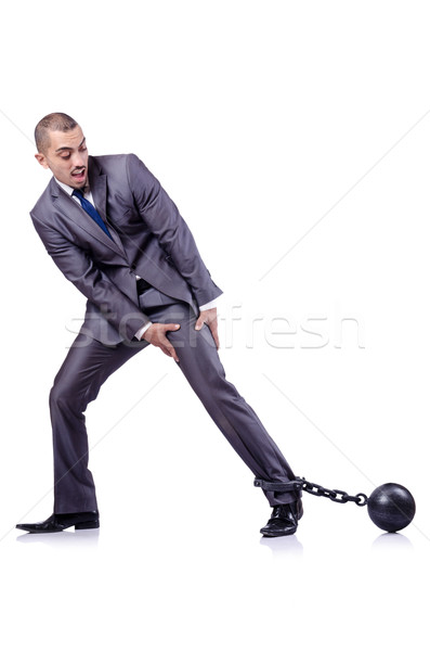Businessman with shackles on white Stock photo © Elnur