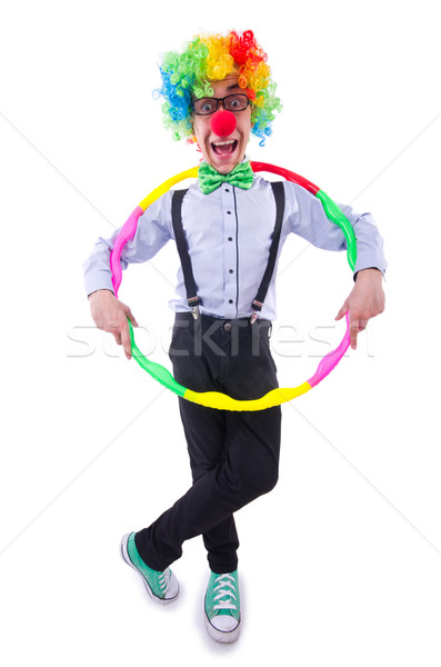 Grappig clown hoelahoep witte partij gelukkig Stockfoto © Elnur