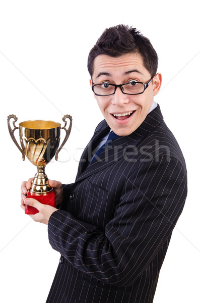 Man awarded with cup isolated on white Stock photo © Elnur