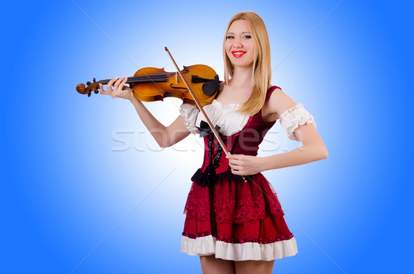 Girl playing violin on white Stock photo © Elnur