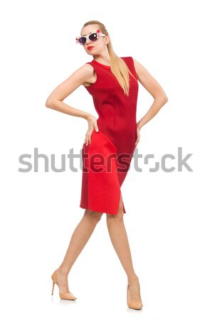 Bastante mulher jovem vestido vermelho isolado branco mulher Foto stock © Elnur