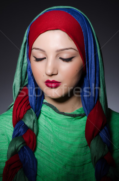 Сток-фото: портрет · головной · платок · женщину · счастливым · моде