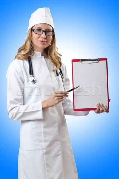Frau Arzt isoliert weiß medizinischen Medizin Stock foto © Elnur