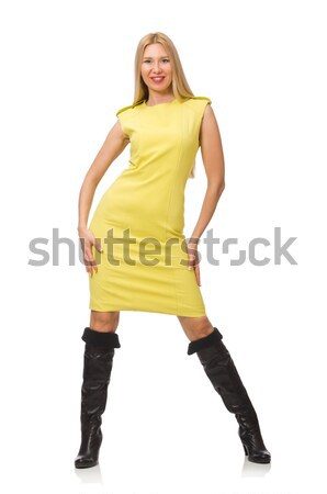 Ziemlich fairen Mädchen gelb Kleid isoliert Stock foto © Elnur