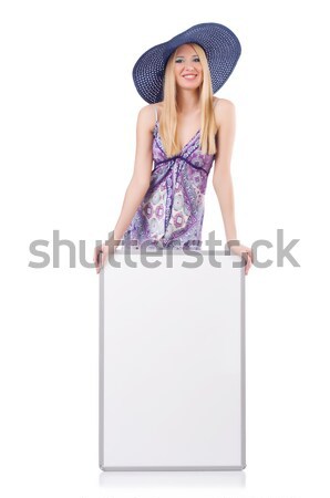 Woman in bavarian costume with poster isolated on white Stock photo © Elnur