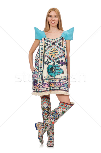 Woman in dress with oriental prints isolated on white Stock photo © Elnur