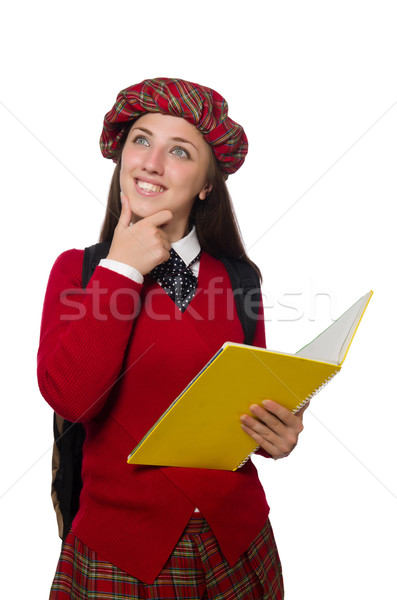 Girl in scottish tartan clothing isolated on white Stock photo © Elnur