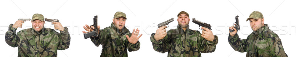 Soldier with gun isolated on the white Stock photo © Elnur