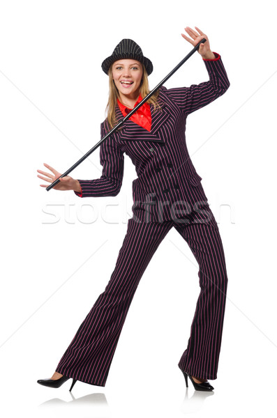 Woman with walking stick isolated on the white Stock photo © Elnur