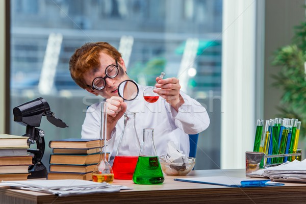 молодые Crazy химик рабочих лаборатория книгах Сток-фото © Elnur