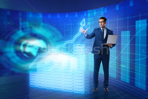 Stock photo: Businessman in stock exchange trading concept