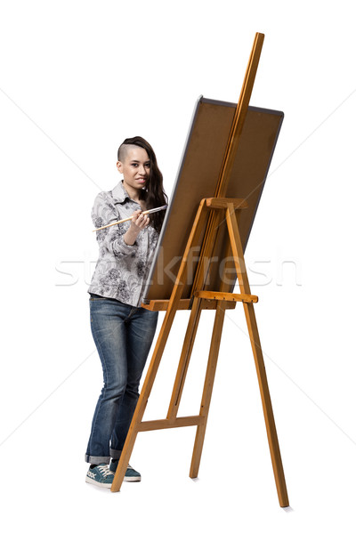 Female artist drawing picture isolated on white background Stock photo © Elnur