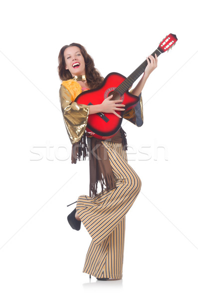 Woman with guitar in mexican clothing Stock photo © Elnur