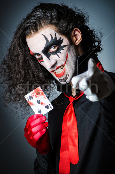 Bösen Clown Karten dunkel Zimmer Gesicht Stock foto © Elnur