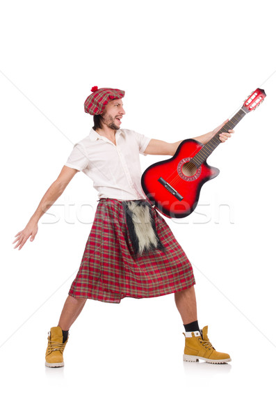 Scotsman playing guitar isolated on white Stock photo © Elnur