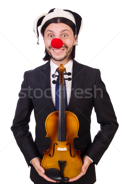 Stockfoto: Grappig · clown · zakenman · geïsoleerd · witte · business
