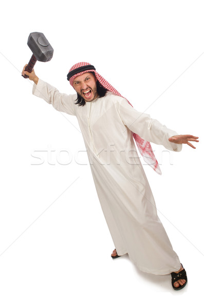 Angry arab man with hammer isolated on white Stock photo © Elnur