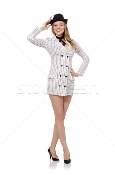 Beautiful girl in striped clothing isolated on white Stock photo © Elnur