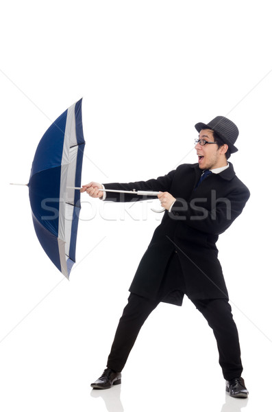 Young man with umbrella isolated on white Stock photo © Elnur