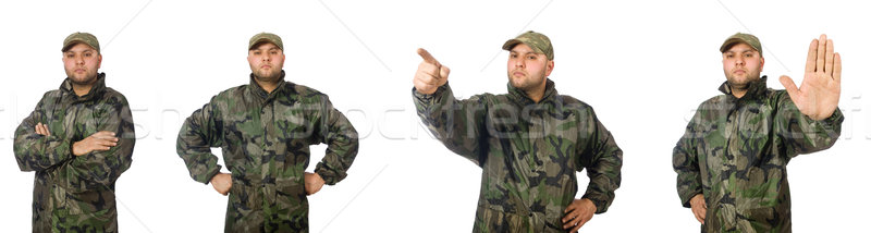 Stock photo: Young man in soldier uniform isolated on white