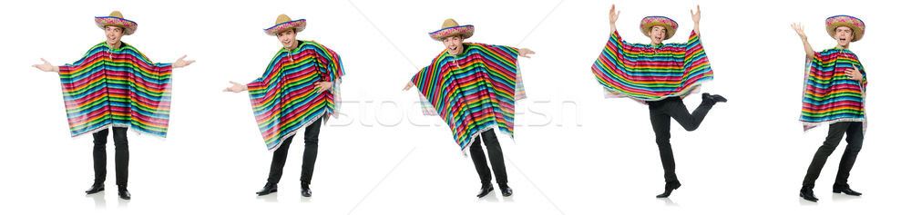 Funny młodych mexican fałszywy wąsy odizolowany Zdjęcia stock © Elnur